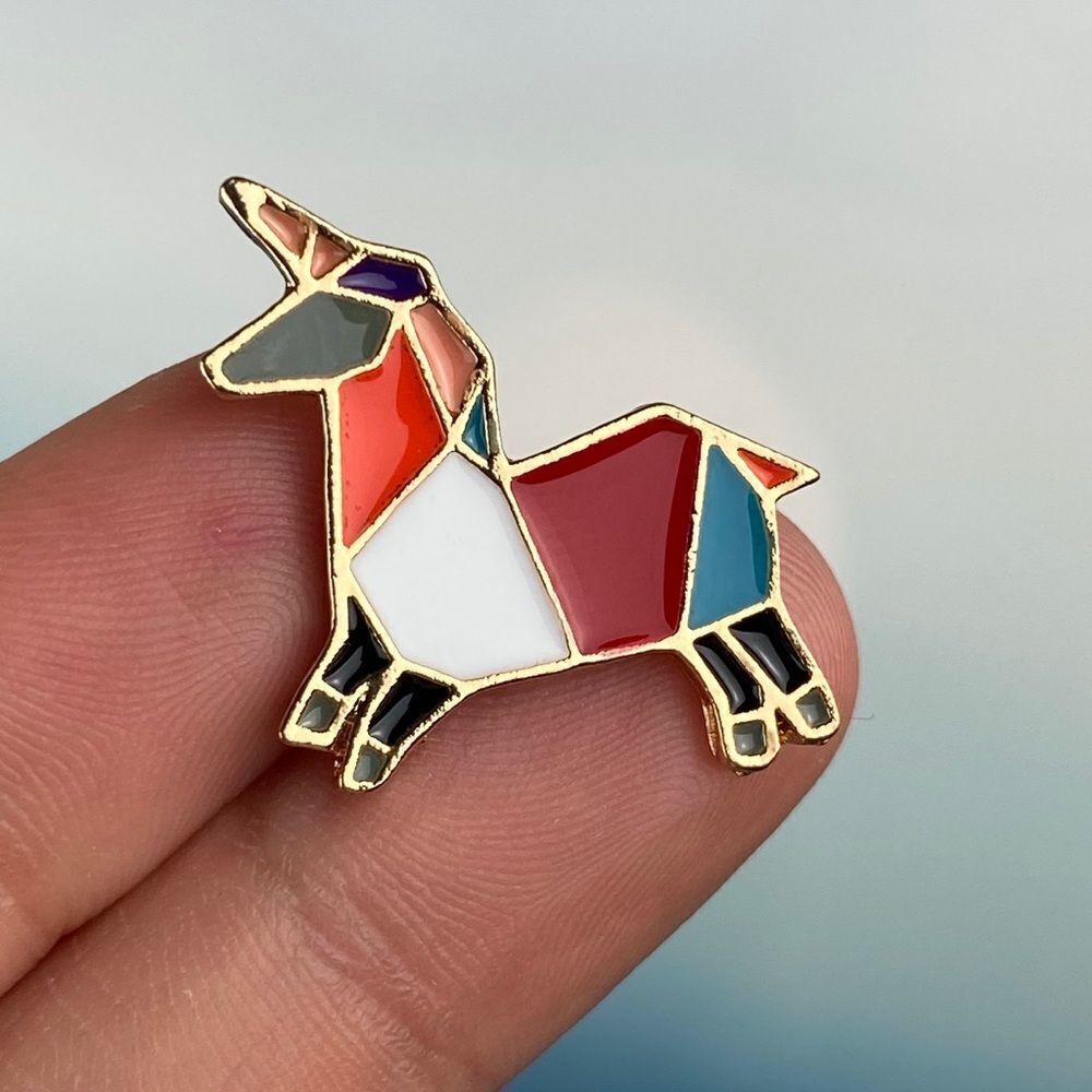 Rainbow Geometric Unicorn Enamel Pin/ Brooch Lapel